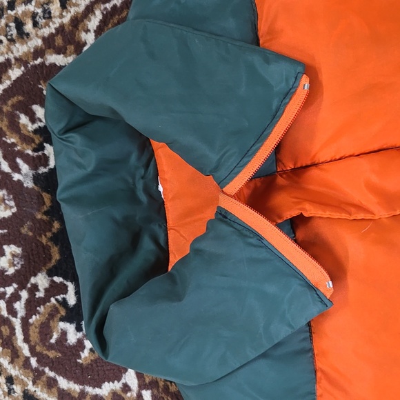 Vintage Hunter Orange Down Vest Puffer Vest Puffy Hunting Green Western Cowboy - Picture 6 of 16